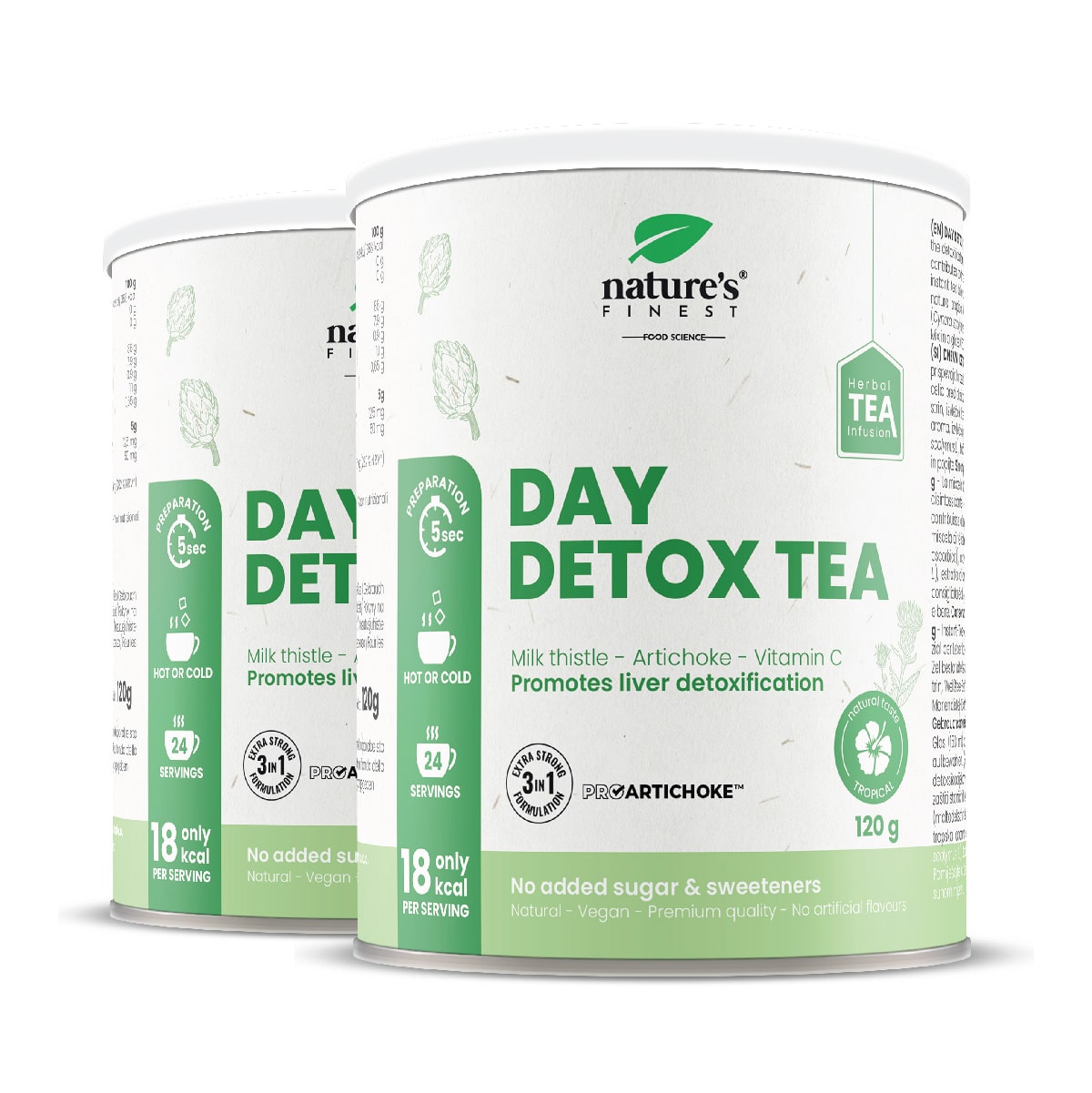 Day Detox Tea 1+1 , Energisierende Reinigung , Tee Für Immunität , Stressabbauender Tee , Bio , Vegan , Mariendisteltee , Immununterstützung , 240g