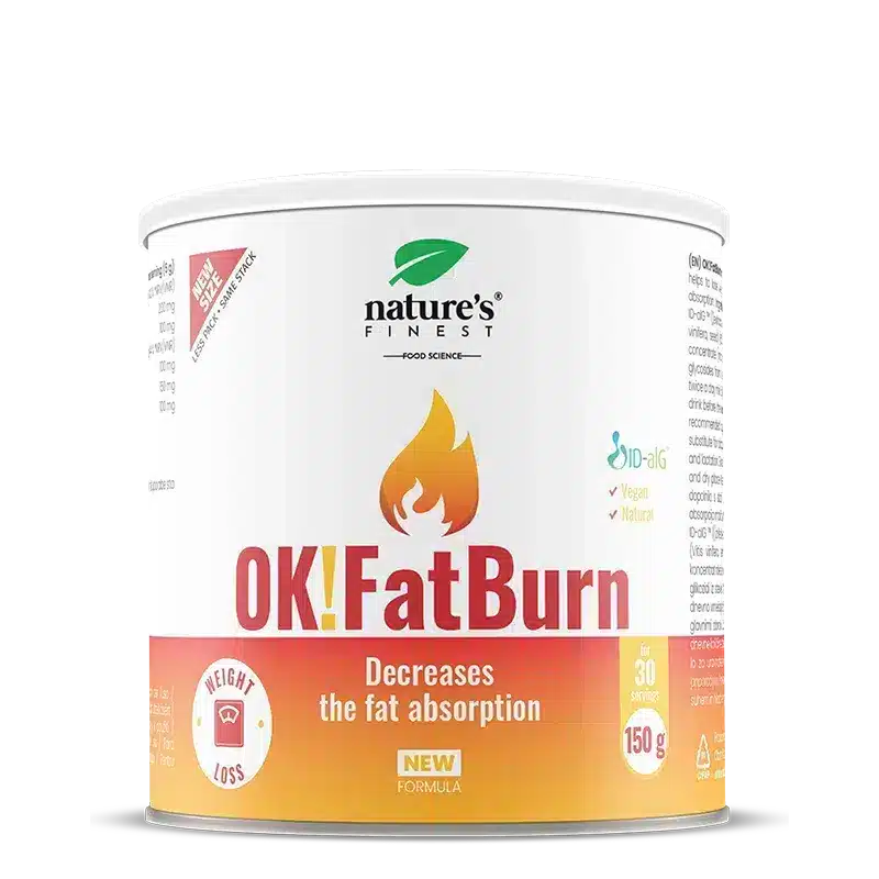 Nature's Finest OK!FatBurn | ID-alG Meeresalgenextrakt für Kohlenhydrat- und Fettverarbeitung | L‑Carnitin, L‑Tyrosin + Vitamin C für
